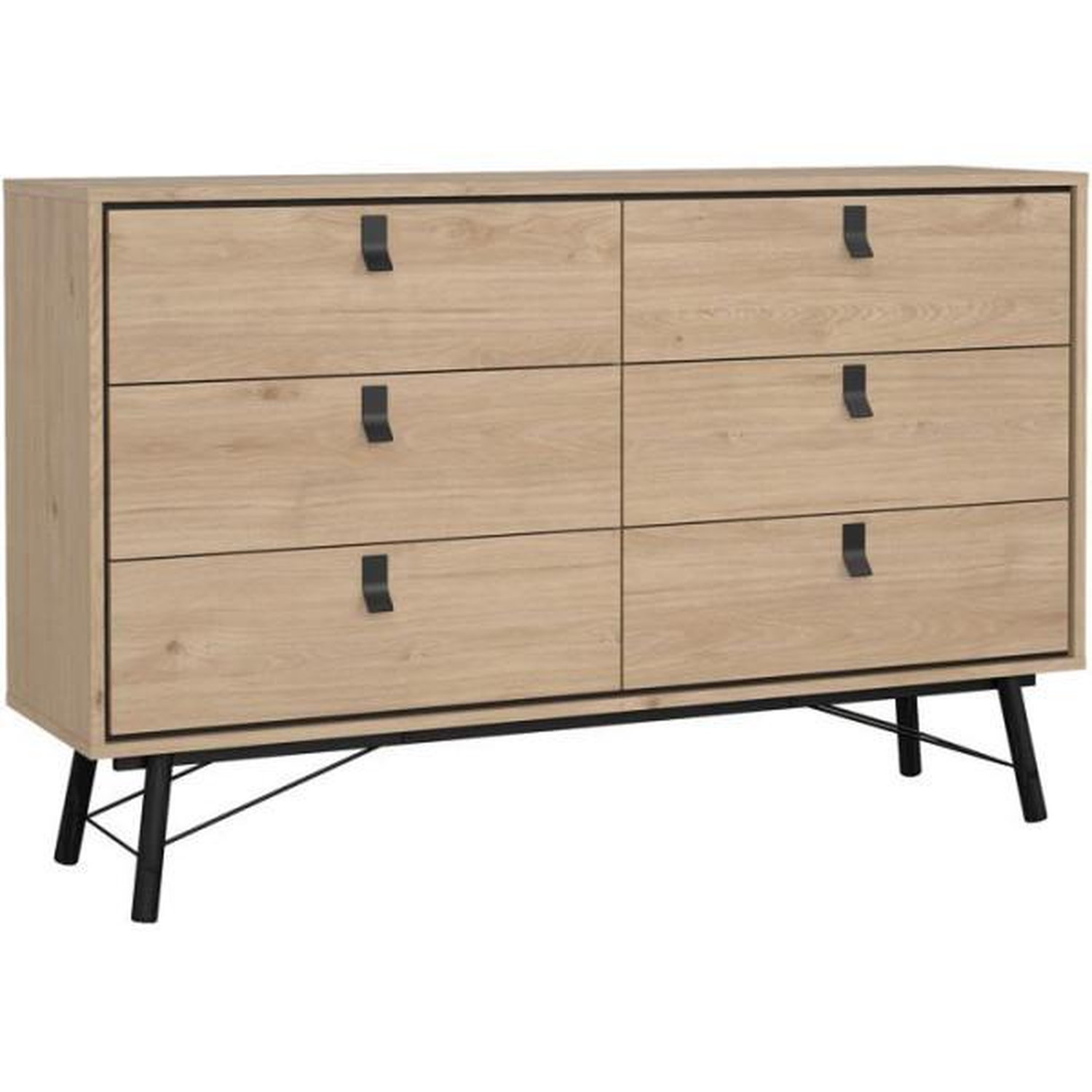 Market24 Commode RY - 6 Tiroirs - Décor Chêne - L150 3 x P40 1 x H94 8 cm