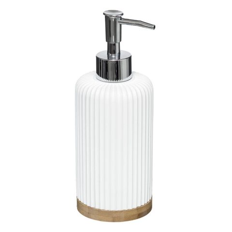 5Five Distributeur de savon à pompe 270 ml en polyrésine blanc et bambou, Modern