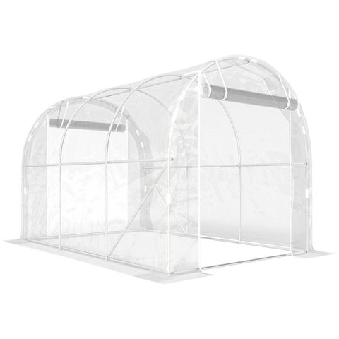 Outsunny Serre tunnel de jardin 6 m² - 2 grandes portes enroulables - acier galvanisé bâche