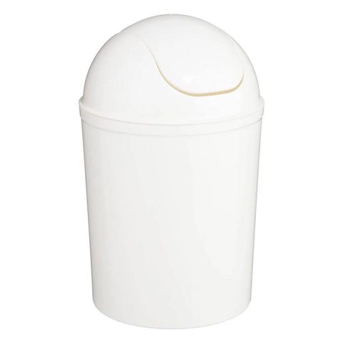 5Five Poubelle de salle de bains ronde 7 litres en polypropylène coloris blanc Ø 19,5 x H. 32 cm