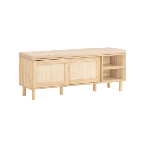 Sobuy Banc de rangement à chaussures avec deux portes - Nature - 121x35x49cm - Nordique - FSR163-N
