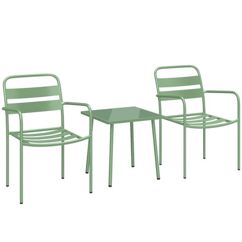 Outsunny Ensemble bistro de jardin 3 pièces métal style vintage vert pastel