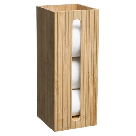 5Five Réserve de papier toilette 3 rouleaux en bambou à poser l.14,5 x L.14,5 x H.36 cm