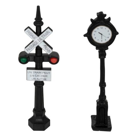 Feeric Light & Christmas Lot de 2 Accessoires Village de Noël Signalisation Train 9cm