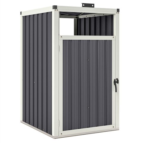 Outsunny Abri poubelle - cache poubelle - 240L - porte, couvercle - tôle acier ondulé