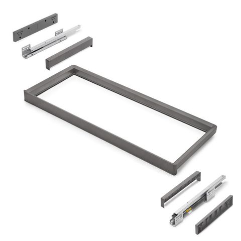 Emuca Rack avec glissières à extension totale et à fermeture douce pour accessoires d'armoire Quartz - 912-938mm - Aluminium et plas
