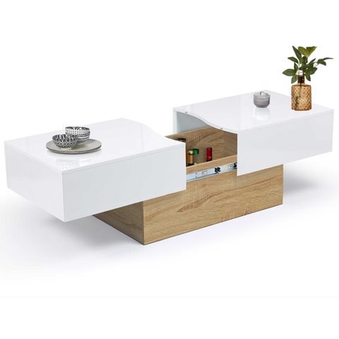 Id Market Table basse coulissante rectangulaire marta bois imitation hêtre