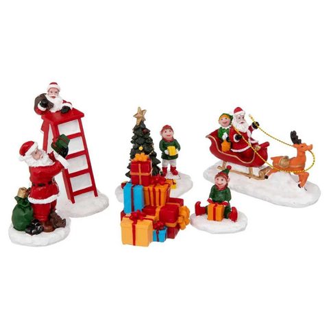 Feeric Light & Christmas Lot de 6 Personnages Village de Noël Laponie 23cm