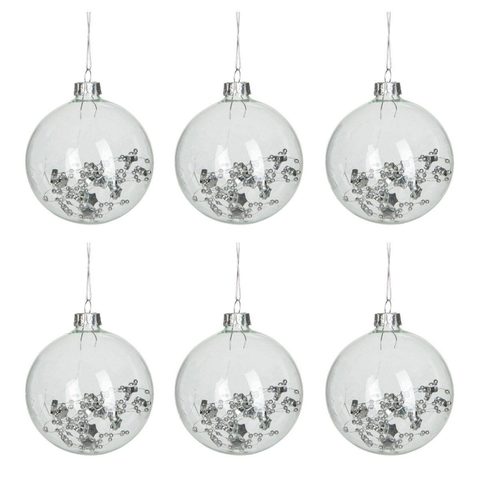 J-line Lot de 6 Boules de Noël Sequins 9cm