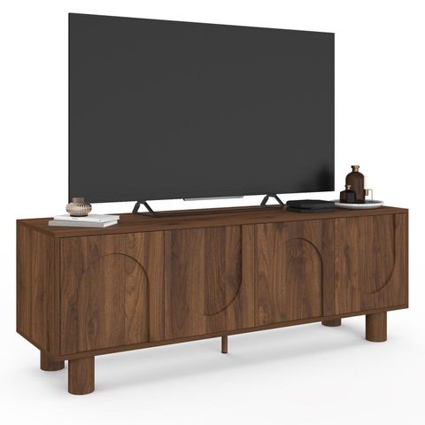 Id Market Meuble TV 140 cm ARCHIE 4 portes effet noyer
