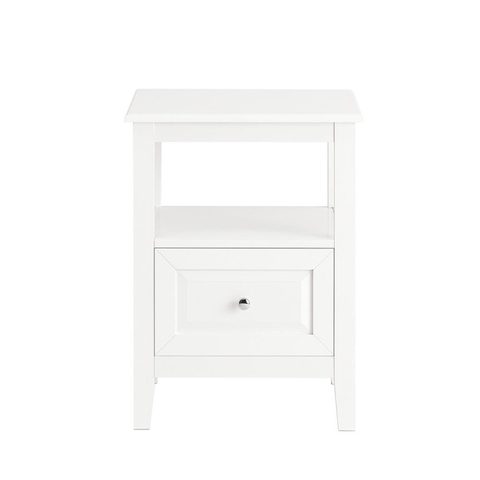 Sobuy Table De Chevet à un tiroir - Blanc - 45x35x60cm - Nordique - FBT131-W