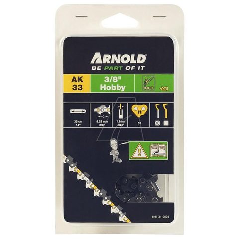 Arnold Chaîne de tronçonneuse 3/8", 1,1 mm - 52 maillons d’entraineurs - gouges demi-rondes
