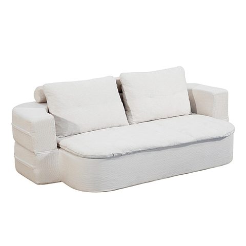 Concept Usine Canapé compressé convertible + couette en velours côtelé beige WATFORD