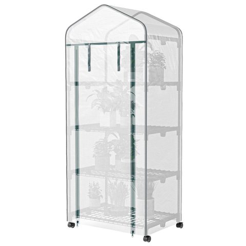 Outsunny Serre de jardin balcon 4 étagères dim. 69 x 50 x 165 cm acier époxy bâche PE zippée haute densité