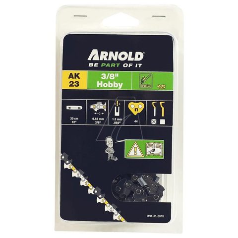 Arnold Chaîne de tronçonneuse 3/8, 1,3 mm - 44 maillons d'entraineurs - gouges demi-rondes