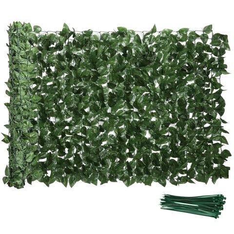 Outsunny Haie Artificielle Brise-Vue décoration Rouleau 3L x 1H m Feuillage hêtre réaliste Anti-UV, feuilles en soie