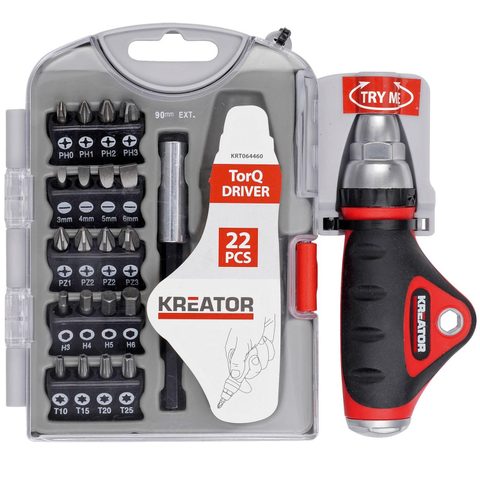 Kreator Tournevis à cliquet avec embout, 22 pièces