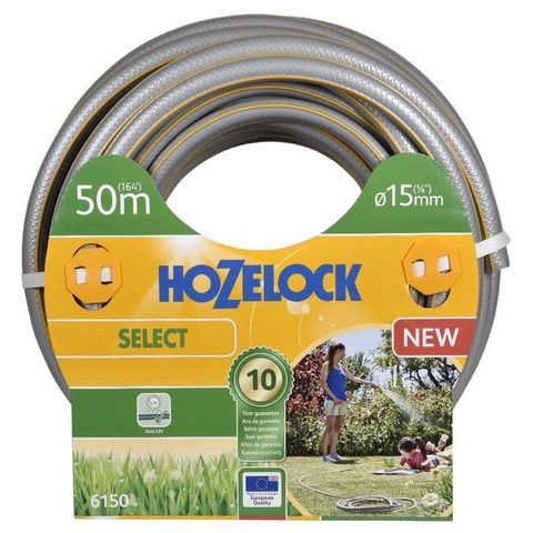 Hozelock Tuyau d’arrosage Select anti UV gris bandes 3D jaunes 19mm 50m
