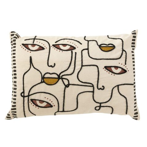 J-line Coussin Déco Visages 40x68cm