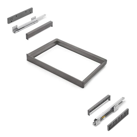 Emuca Rack avec glissières à extension totale et à fermeture douce pour accessoires d'armoire Quartz - 662-688mm - Aluminium et plas