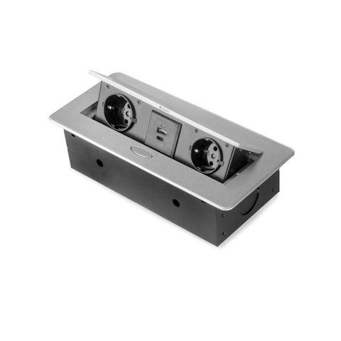 Emuca Multiconnecteur Atom 26 Lite pour bureau, 265 x 120 mm, Peint en aluminium
