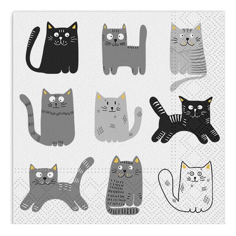 Homea Lot de 20 Serviettes en Papier Chats 33x33cm