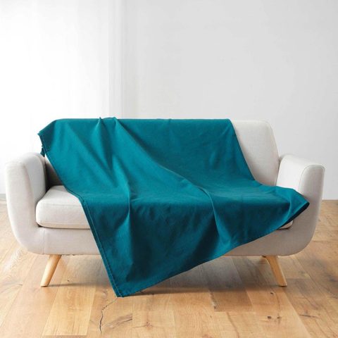 Douceur d'Intérieur Plaid uni en coton lucile 220x240cm