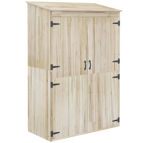 Outsunny Armoire de jardin 2 portes bois - 2 étagères, grand compartiment - 120 x 57 x 183 cm - sapin pré-huilé