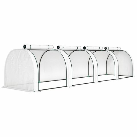 Outsunny Mini serre de jardin serre à tomates 4 x 1 x 0,8 m 4 portes zippées