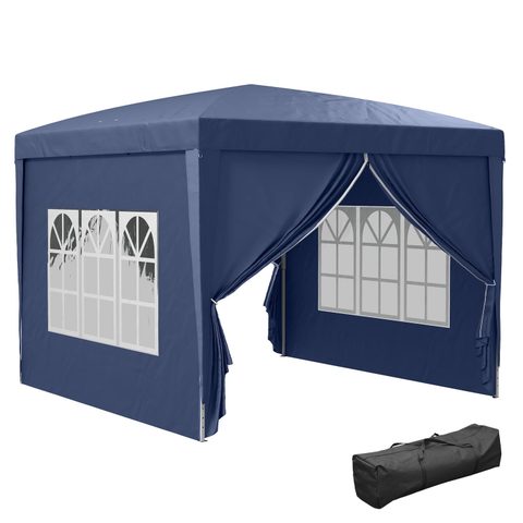 Outsunny Tonnelle barnum pop-up pliant dim. 3L x 3l x 2,58H m 2 fenêtres sac transport acier Oxford