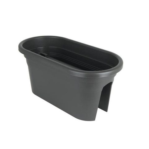 Artevasi Jardinière balcon VENEZIA - Plastique - Gris anthracite - Ovale - 30 x 60 x H 27 cm