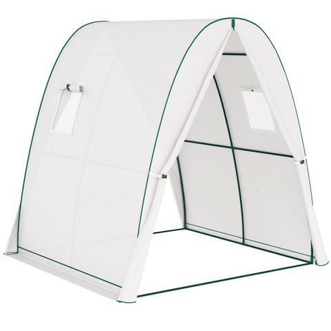 Outsunny Serre tunnel de jardin 1,8 x 1,8 x 2 m - 2 portes enroulables zippées, 2 fenêtres - acier vert PE