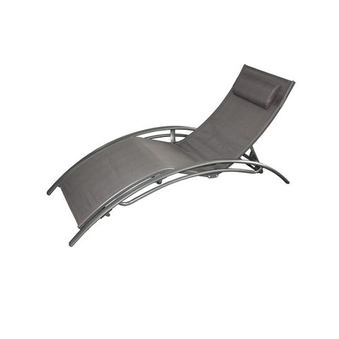 Concept Usine Transat ajustable et empilable avec pieds en acier gris LIMEA