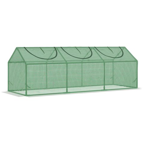 Outsunny Mini serre de jardin serre à tomates 180 x 60 x 60 cm 3 fenêtres zippées enroulables acier thermolaqué PE haute densité