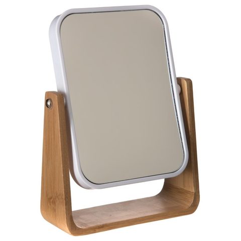 5Five Miroir de salle de bains grossissant pivotant à poser blanc et bambou