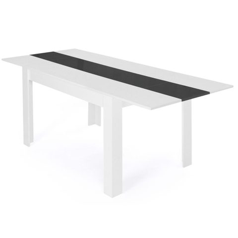 Id Market Table à manger extensible rectangle georgia 6-10 personnes blanche et grise 140-220 x 90 cm