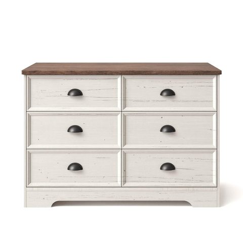 Concept Usine Commode 6 tiroirs blanc et bois 120cm VALLA