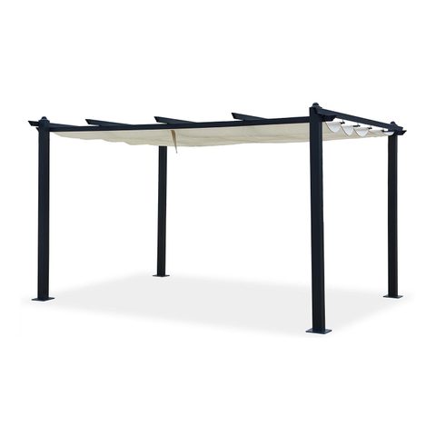 Concept Usine Pergola auto-portée 3 x 4 m avec toile rétractable beige NILA