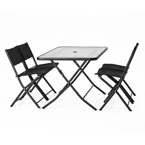 Concept Usine Ensemble table de jardin 130 cm et 4 chaises pliantes MAHON
