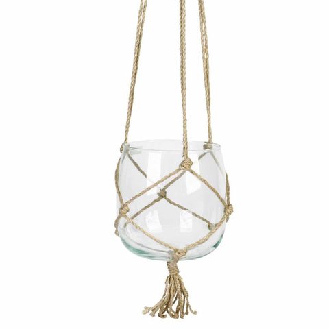 Homea Boule en Verre Suspendue Chanvre 18cm