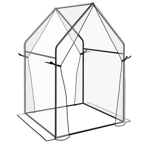 Outsunny Serre de jardin balcon terrasse serre pour tomates 0,9L x 0,9l x 1,45H m double porte acier PVC