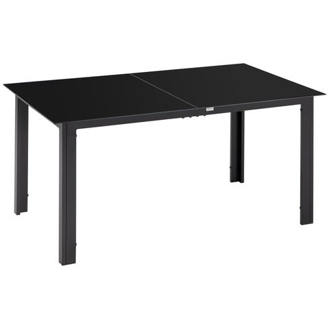 Outsunny Table de jardin rectangulaire 6 personnes dim. 150L x 90l x 74H cm alu. plateau verre trempé