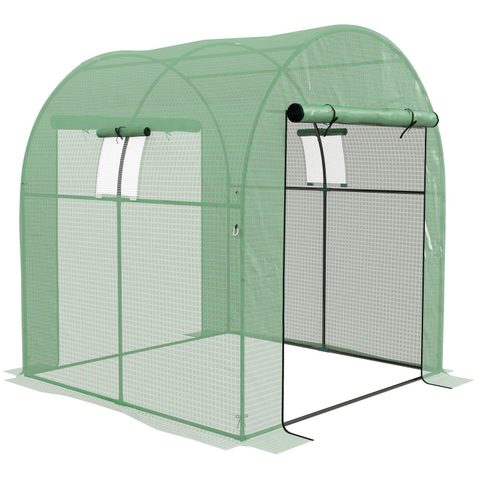 Outsunny Serre tunnel 3,24 m² 2 portes zippées 2 fenêtres maillées acier PE haute densité 135 g/m²