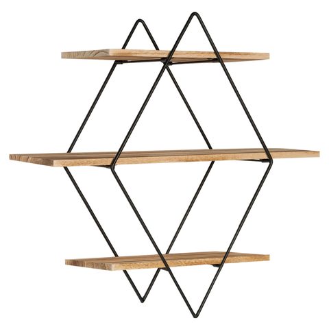 Id Market Etagère murale losange lily 3 niveaux bois et métal design industriel