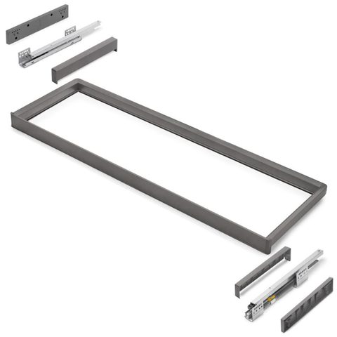 Emuca Rack avec glissières à extension totale et à fermeture douce pour accessoires d'armoire Quartz - 1062-1088mm - Aluminium et pl