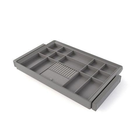 Emuca Kit tiroir organisateur et rack ajustable Quartz pour armoires - glissières extension totale et à fermeture douce - Module 80c