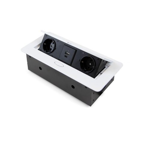 Emuca Multiconnecteur Atom 26 Lite pour bureau, 265 x 120 mm, Peint en