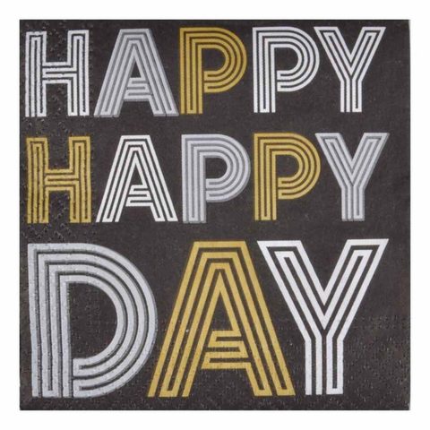 Homea Lot de 20 Serviettes en Papier Happy Birthday 25x25cm