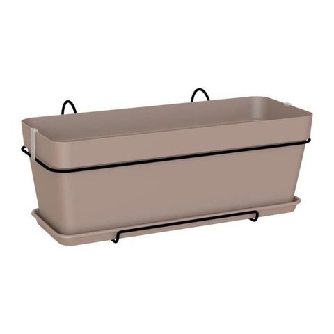 Artevasi Jardinière balcon CAPRI - Plastique - Taupe - Rectangulaire - L50 2 x P28 5 x H20 7cm