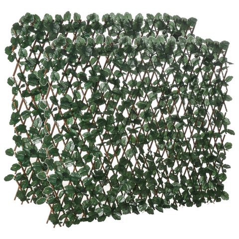 Outsunny Lot de 2 haies artificielles feuilles de lierre - treillis extensible - brise-vue canisse végétale feuillage réaliste osier polyester